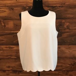 J.Crew white sleeveless blouse in size large.